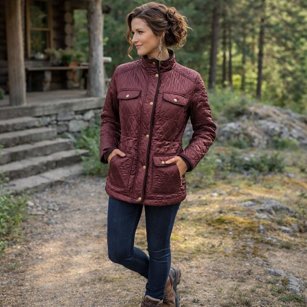 L.L.‎ Bean Red Barn Field Quilted Jacket Womens XLHunting Riding Thinsulate